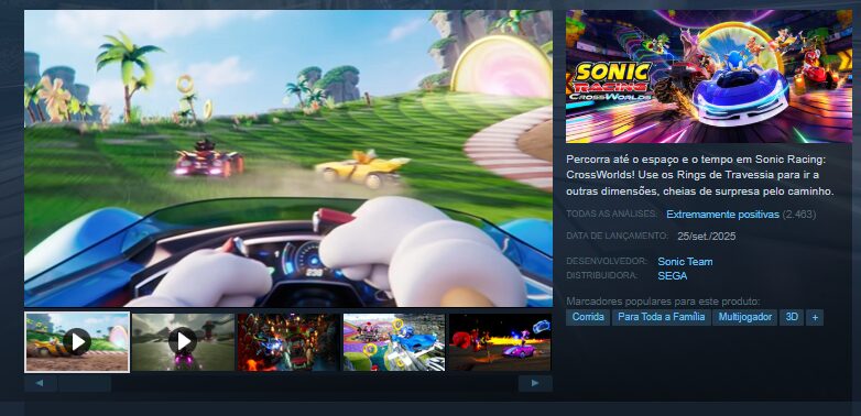 Sonic Racing CrossWorlds nodachilab avaliaçoes da steam boas