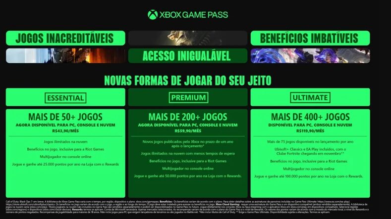 Xbox Game Pass ganha novos planos e aumento de preço nodachilab
